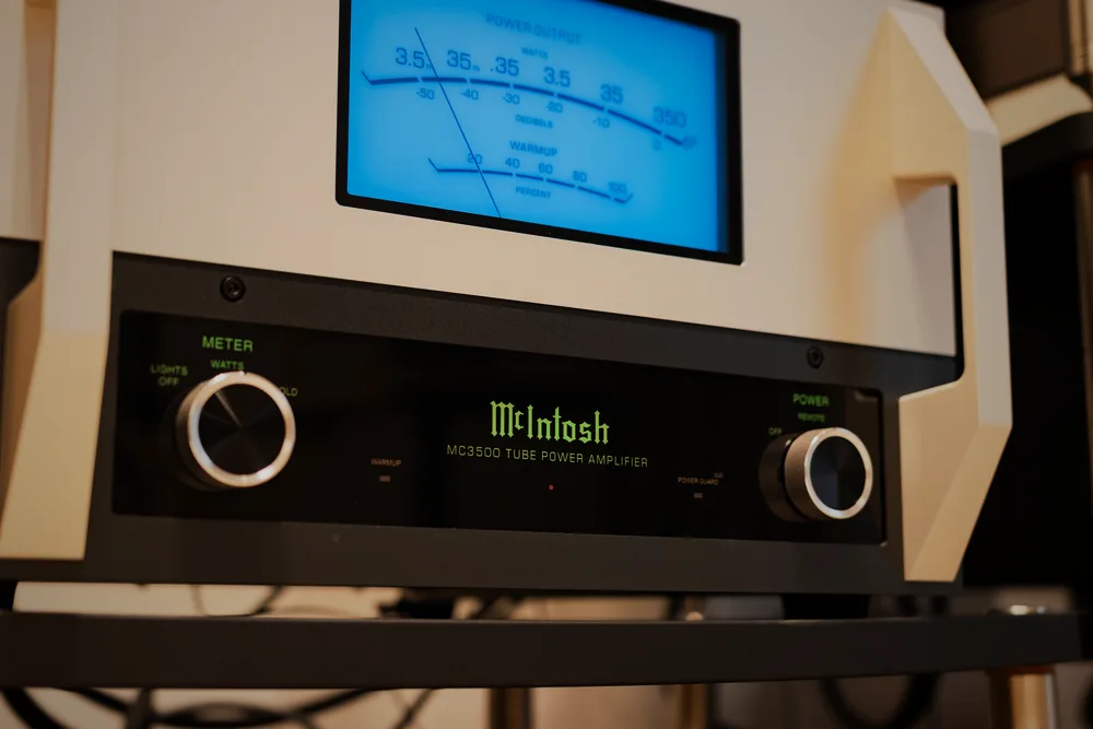 McIntosh tube amplifier glowing blue