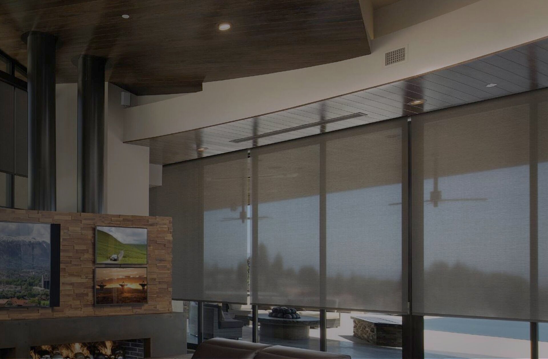 Lutron motorized shading in a contemporary residence