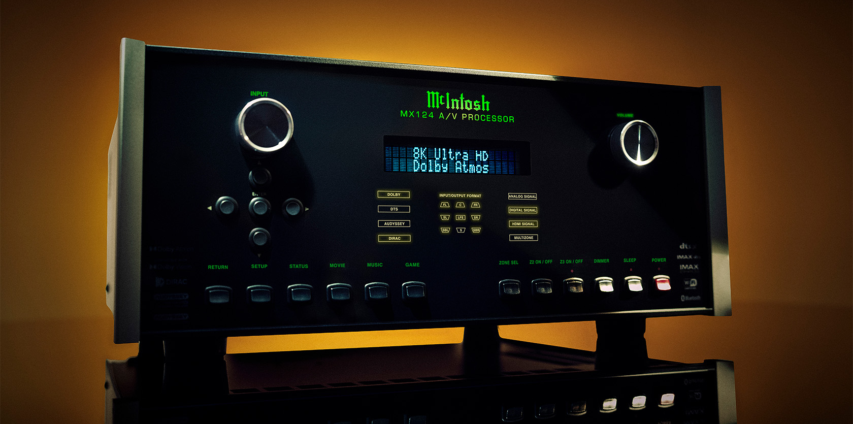 McIntosh MX124 cinema processor in a reference rack